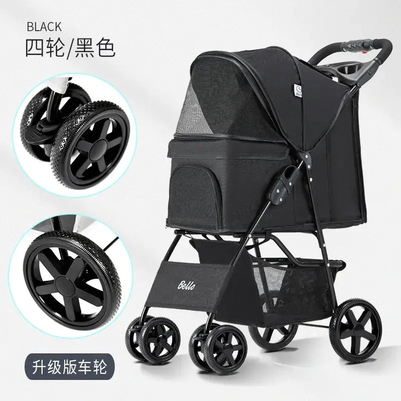 Lightweight Foldable Pet Stroller for Dogs Outdoor Travel Pure Color Pet Carrier Gazebo Pet Hub