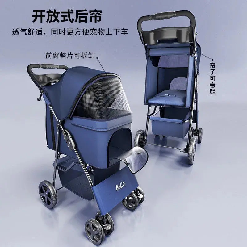 Lightweight Foldable Pet Stroller for Dogs Outdoor Travel Pure Color Pet Carrier Gazebo Pet Hub