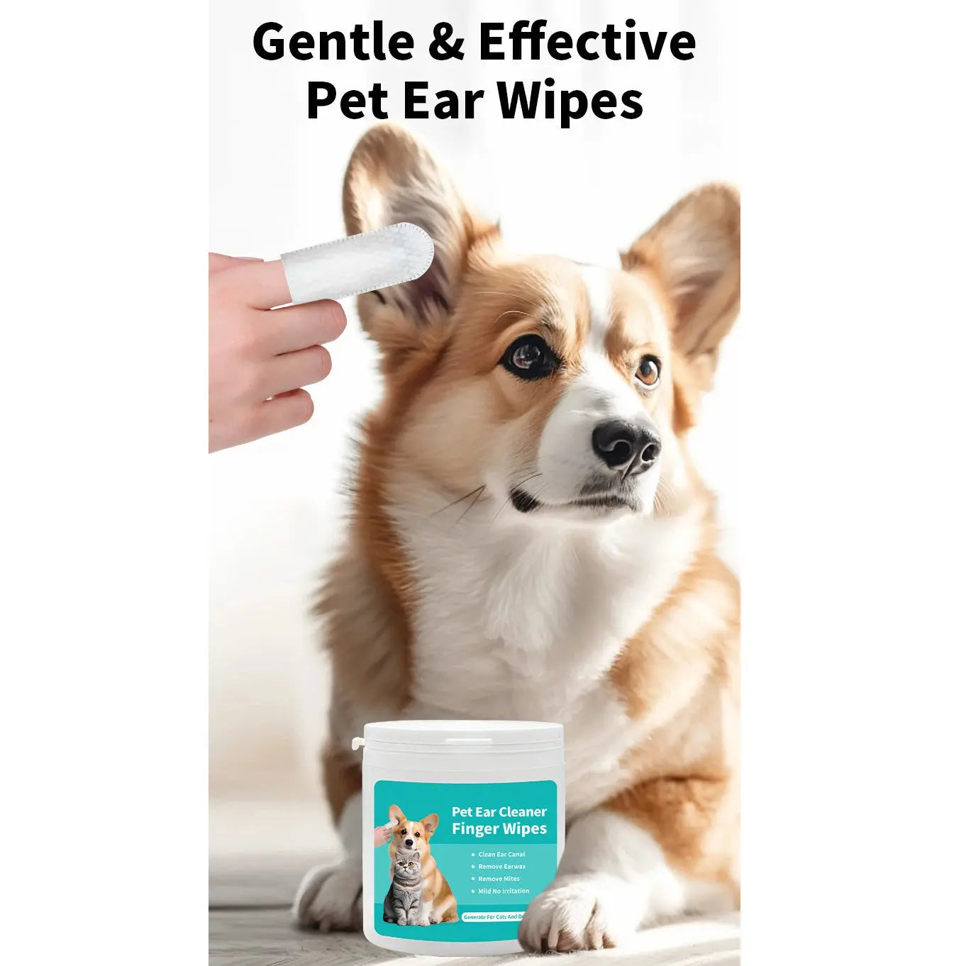 Pet cleaning products  Ear cleaning wipes  Ear care fingertips  Ear mite removal  Cat and dog ear cleaning pet products Gazebo Pet Hub