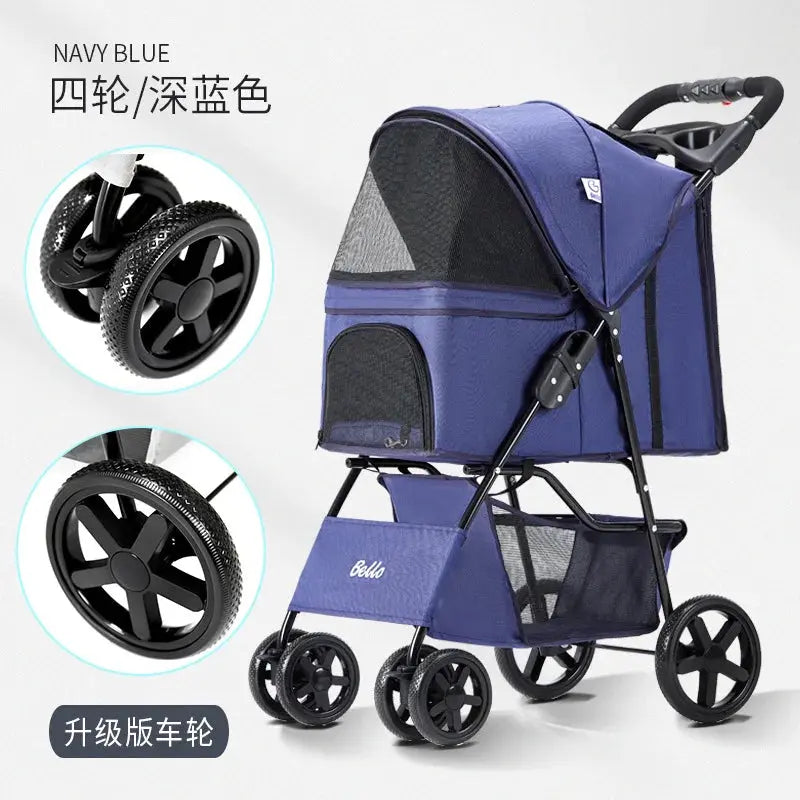 Lightweight Foldable Pet Stroller for Dogs Outdoor Travel Pure Color Pet Carrier Gazebo Pet Hub