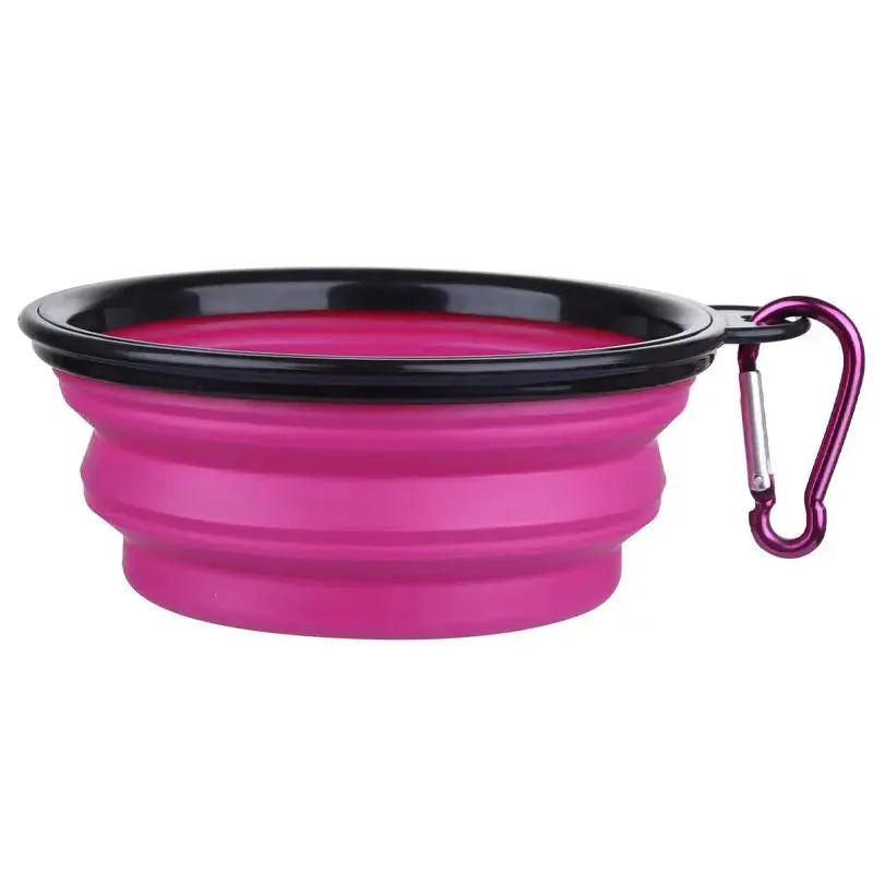 Folding Portable Silicone Dog Feeder Bowl 2 In 1 Pet Dispenser Outdoor Travel Dog Cat with Carabiner Bottle Food Water Container Gazebo Pet Hub