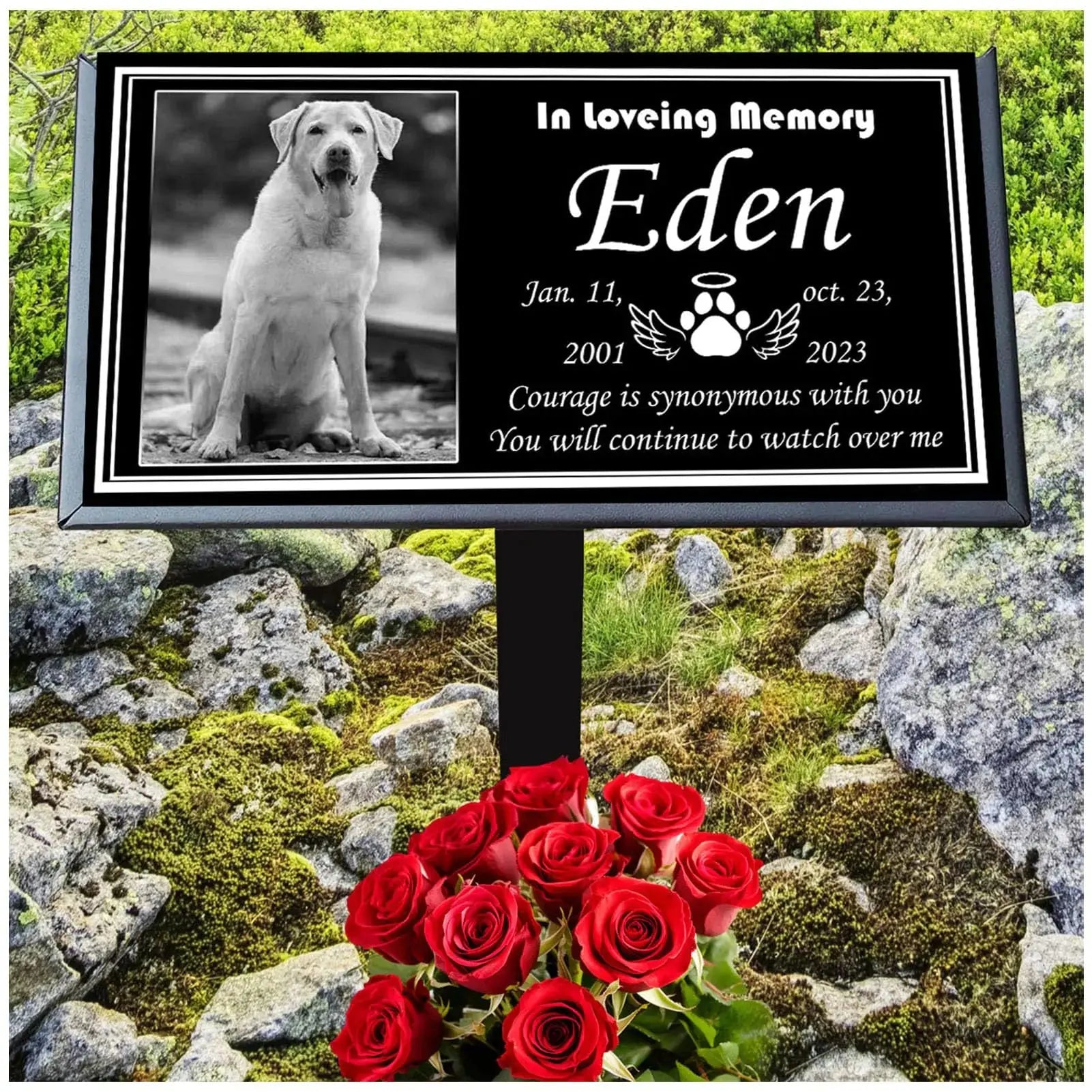 ENZUO Pet Memorial Stones for Dogs & Cats Personalized Dog Memorial Plaques for Pet Grave Stones for Outdoor - Cats Headstones Pet Tombstones for Grave Markers with Photo (Big Pet) - Gazebo Pet Hub