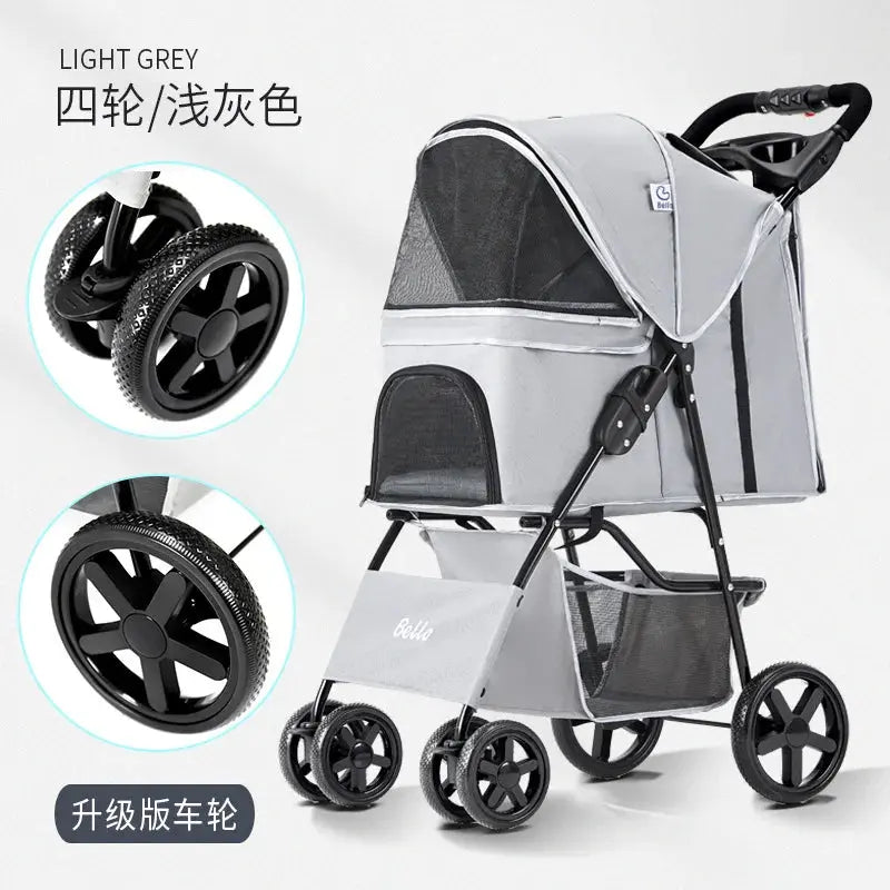 Lightweight Foldable Pet Stroller for Dogs Outdoor Travel Pure Color Pet Carrier Gazebo Pet Hub