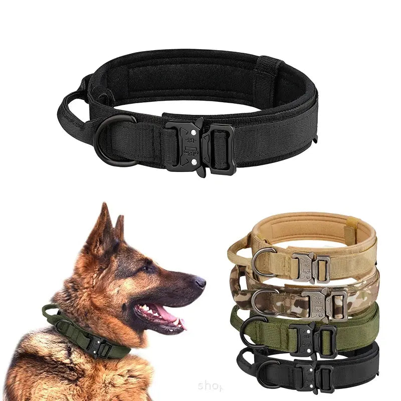 Pet Products Outdoor Tactical Dog Collar Metal Buckle Breathability Nylon Collar Medium and Large Dog Training Neck Collar Dog - Gazebo Pet Hub