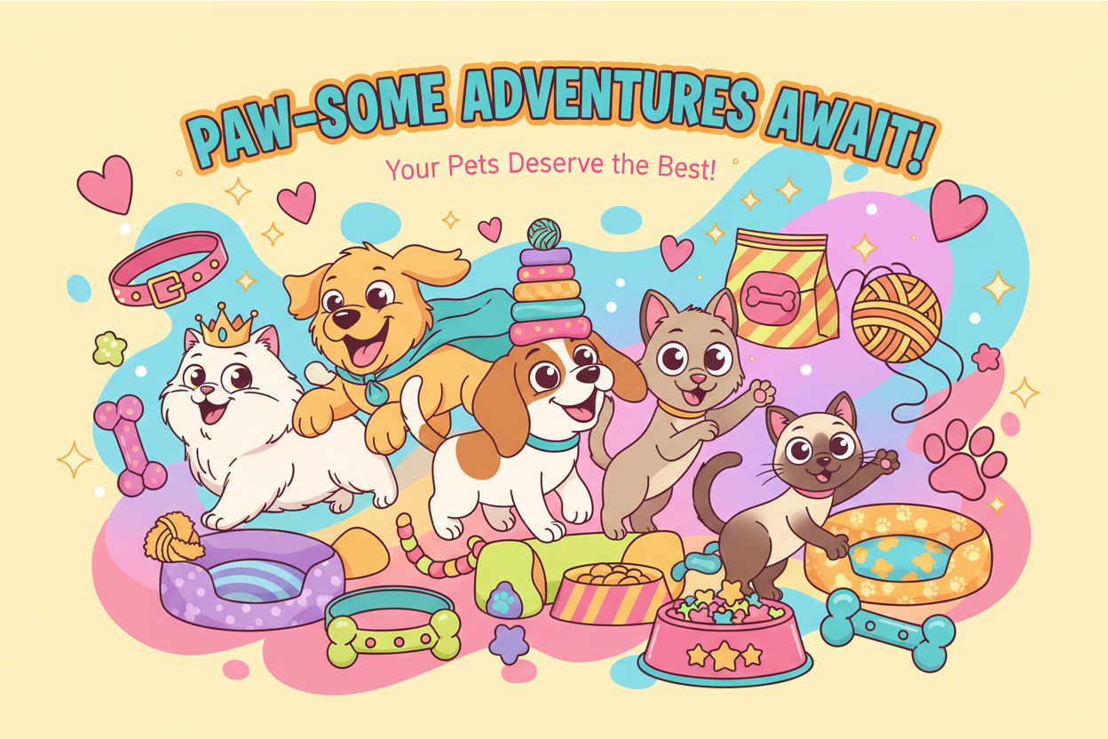 catchy trendy dog and cat products shop make it playful and persuasive 