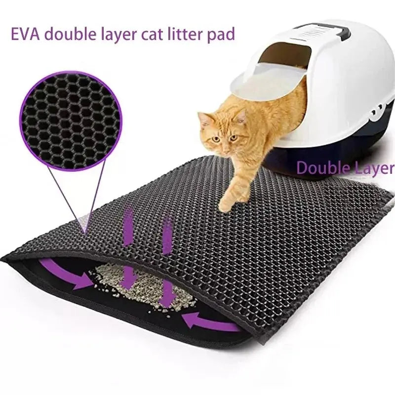 Cat Litter Mat With Gift Double Layer Waterproof Pet Litter Box Mat Non-slip Sand Cat Pad Washable Bed Mat Clean Pad Products Gazebo Pet Hub