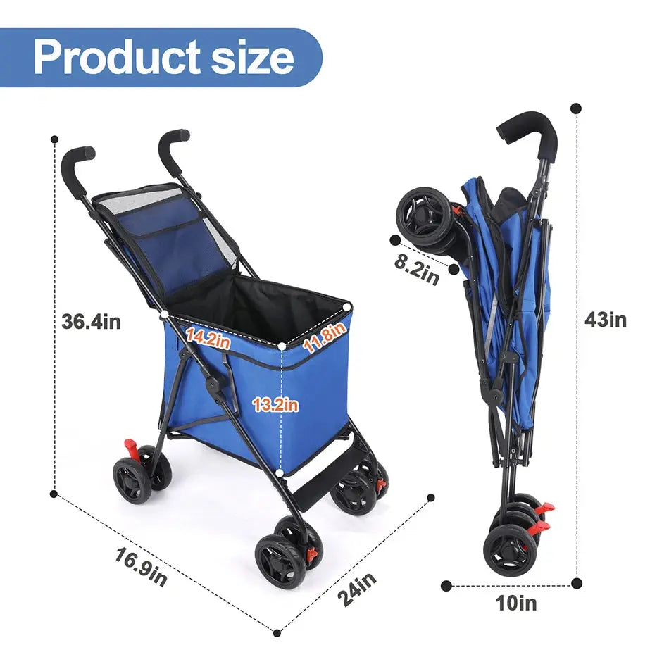 Pet Stroller M S Dog Cat Cage Jogger 4 Wheels Waterproof Puppy Travel Folding Carrier Pet Stroller Gazebo Pet Hub