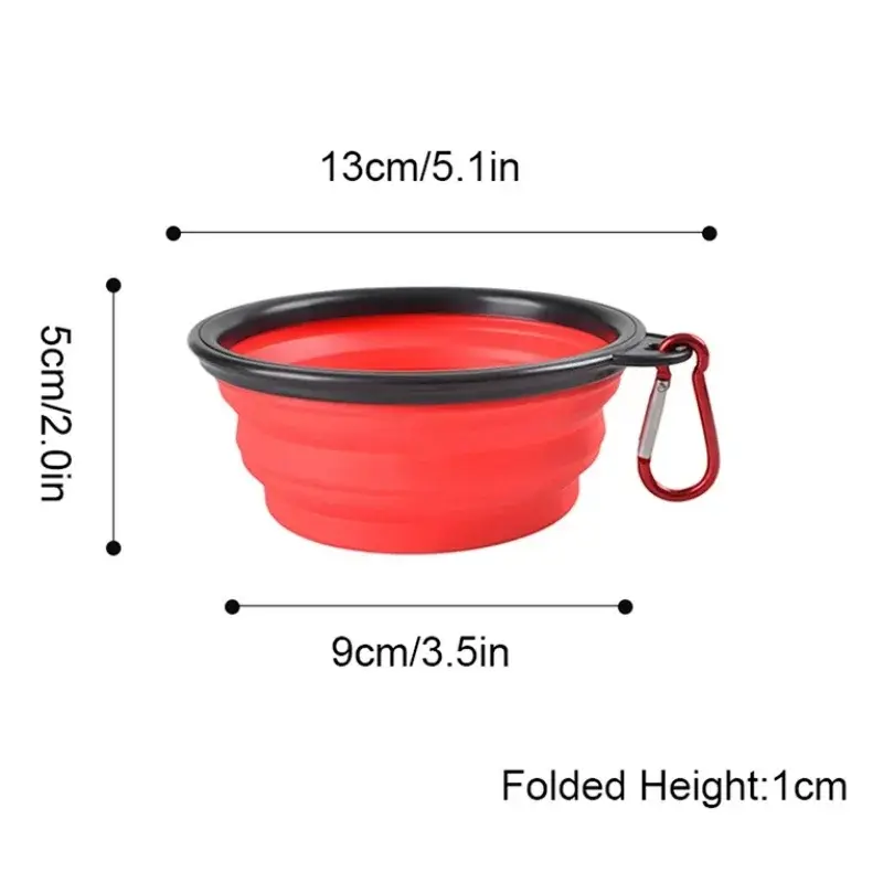 New 350ml Folding Bowl With Keychain Pet Bowl Portable Travel Dog Bowl Convenient Cat bowl Non-deformable Folding Bowl Gazebo Pet Hub