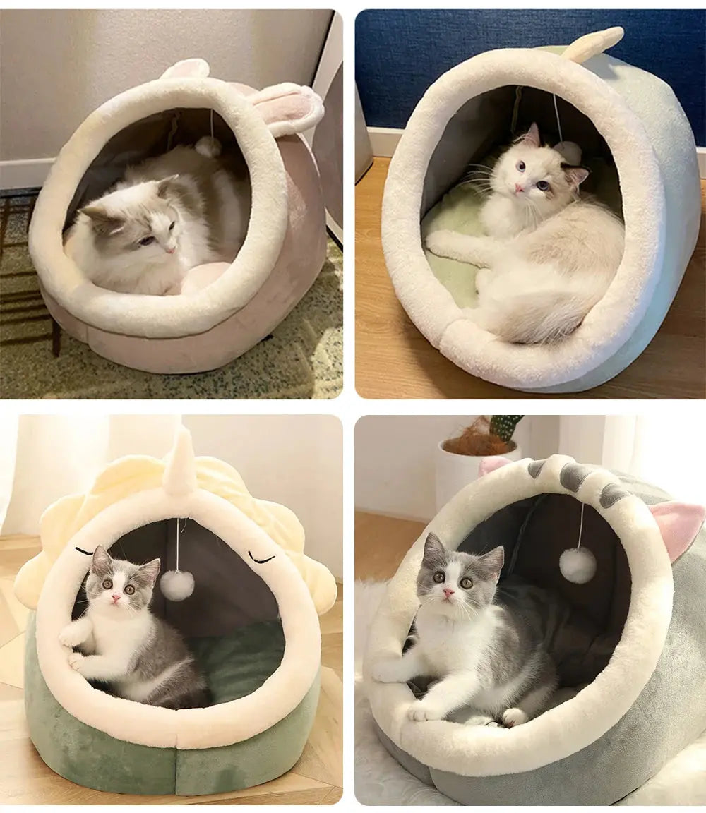 Deep Sleep Cat Bed Cartoon Pet Bed Foldable Removable Washable Pet Sleeping Bed for Small Dog Mat Bag Cave Cats Bed Gazebo Pet Hub