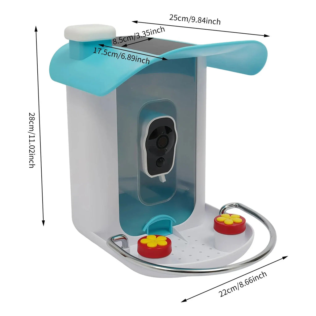 Bird Auto Capture with Solar Panel—2.4GHz WiFi(32.81ft), PIR Alert(Notify Phone), Alarm(Repel Squirrels), 4 Phones Share Gazebo Pet Hub