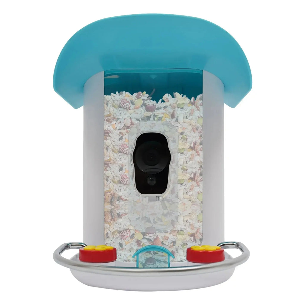 Bird Auto Capture with Solar Panel—2.4GHz WiFi(32.81ft), PIR Alert(Notify Phone), Alarm(Repel Squirrels), 4 Phones Share Gazebo Pet Hub